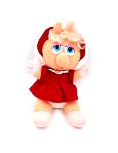 1987 Muppets Miss Piggy Baby peluche bambola natalizia vintage 9" Jim Henson - Foto 1 di 5