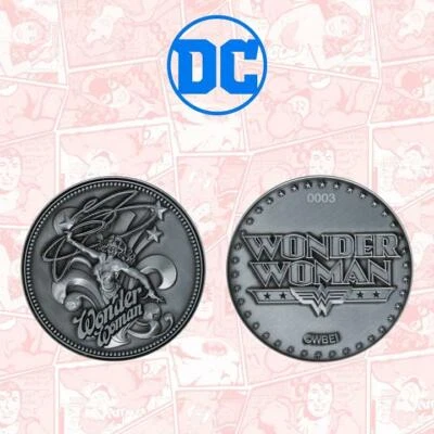 DC Wonder Woman Collectable Silver Coin Fanattik Limited Collectors Game Gift - Image 1 of 3