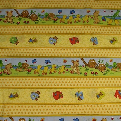 Tela a rayas con borde 100 % algodón Little Bear Counts de Linda Hohag 43" x 54" P&B Foto 1 de 4