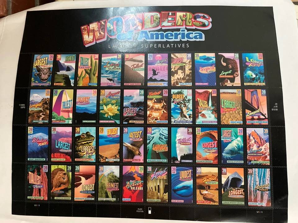 SFSTAMPS US Scott 4033-4072 WONDERS OF AMERICA Sheet of 40 Stamps 39¢ MNH 2006 - Image 1 of 1