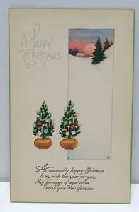 A Happy Christmas Winter Country Scene Pine Trees - Picture 1 of 2