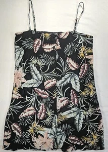 SOCIETY AMUSE Tank Women's/Jr's size S Black Tropical Button-Up Adj Strap NWOT - Picture 1 of 13