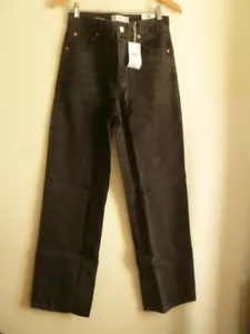 MNG Mango Women's High Waist Wide Leg Jeans Pants Black Size 6/38 - Picture 1 of 8