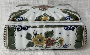 Delft De Porceleyne Fles Rectangular Tin Polychrome 12x8x6cm - Picture 1 of 8
