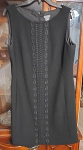 Ann Taylor Loft Lace Embellished Black Dress Women Size 14 Career/Party/Dress - Picture 1 of 7