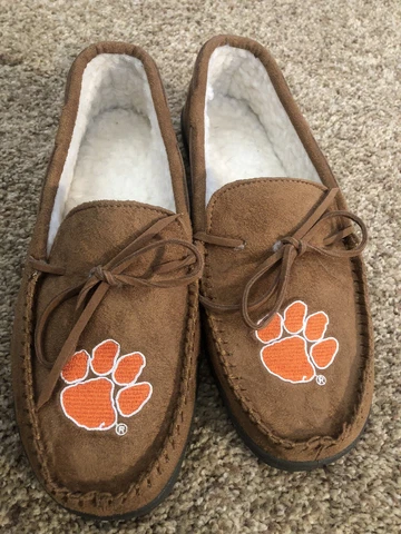 Clemson Tigers Men's Team Color Moccasin Slippers Size Small By FOCO Cover
