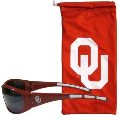 Oklahoma Sooners Wrap Sunglasses with Microfiber Bag NCAA Licensed Eyewear - Image 1 of 3