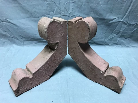 Pair Small Shabby Brown Wood Chic Gingerbread Porch Brackets VTG Corbels 985-22B Cover