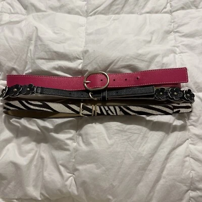 Set of three small Talbot belts pink, black with flowers and animal print - Image 1 of 4