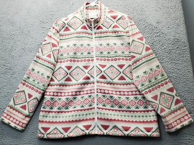 Alfred Dunner Polar Fleece Jacket Womens Large Multi Aztec Long Sleeve Full Zip - Image 1 of 4