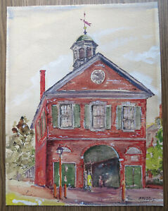 HEADHOUSE SQUARE SOCIETY HILL PHILADELPHIA WATERCOLOR BY D. MACINTYRE