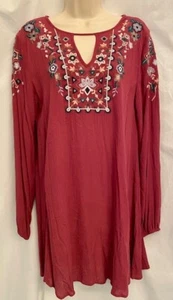 New AEROPOSTALE Embroidered DRESS - Size S - wine colored, full fit - Picture 1 of 6