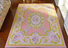 Dollhouse Miniature Beautiful Pink Floral 1/12 Scale Aubusson Rug