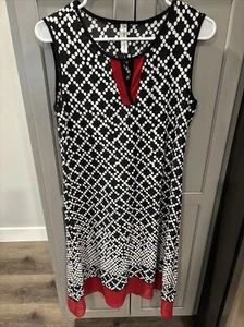 Abito donna PerSeption Concept taglia S nero bianco rosso senza maniche geometrico - Foto 1 di 7