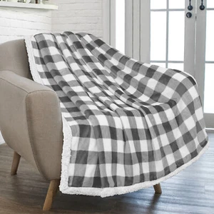 Plaid Buffalo Checker Plaid Throw Blanket Soft Microfiber Sherpa Fleece for Sofa - Picture 1 of 37