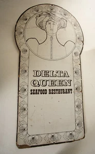 Delta Queen Restaurant Schild (HSE) Old Sacramento (JSF6) Waterfront Meeresfrüchte Holz - Bild 1 von 10