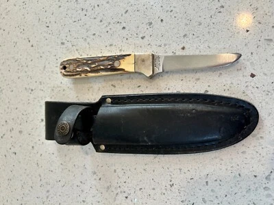 复古 Uncle Henry Staglon SCHRADE 固定刀片狩猎刀 - 型号 164 — 第 1/4 张图片