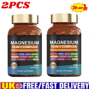 12-in-1 Magnesium Capsule Complex - High Strength Magnesium Capsules-120PCS H6I9 - Picture 1 of 12