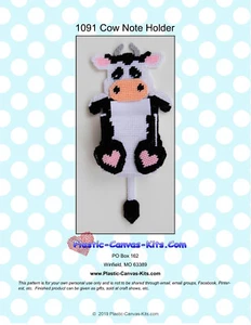 Cow Magnetic Note Holder- Plastic Canvas Pattern or Kit - Picture 1 of 1