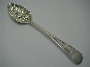 ENGLISH STERLING SILVER BERRY SPOON DESSERT SPOON by James Beebe London ca1817 - Picture 1 of 12