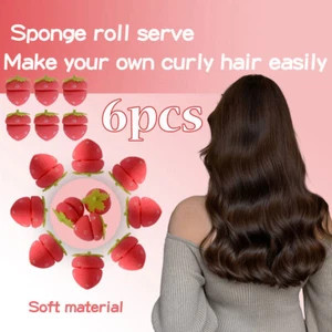 6 PCS Strawberry Hair Curl Sponge Styling Tool Curler Curlers No Heat Women's OY - Picture 1 of 14