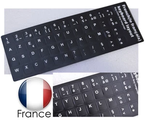 Autocollants de Clavier Clé Azerty France Noir - Pour Noir Ordinateurs Portables - Picture 1 of 3
