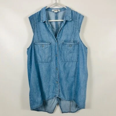 Helmut Lang Women Tops Button Down Shirts Blue Medium Jean Blouse - Image 1 of 4