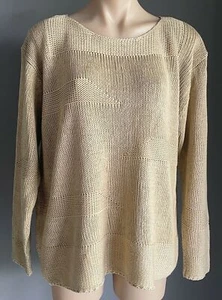 MN CHUNKY KNIT Jumper Warm Beige Long Sleeve Sweater Plus Sz XL Bust 130 cm - Picture 1 of 5