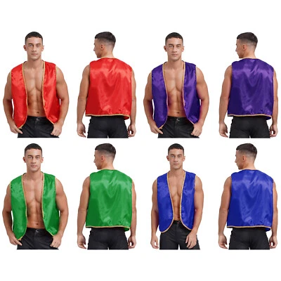 Mens Vest Satin Tops Arabian Street Rat Waistcoat Dancing Clubwear Fairytale - Image 1 of 3