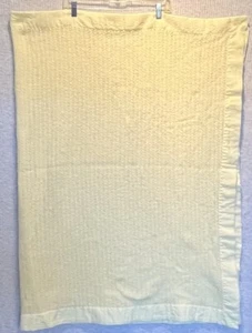 Chatham Baby Blanket Yellow Satin Edged 42x62 Classic Vintage - Picture 1 of 6