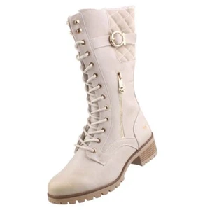 Botas de mujer Mustang de eje largo beige 1435602/203 forradas - Imagen 1 de 7