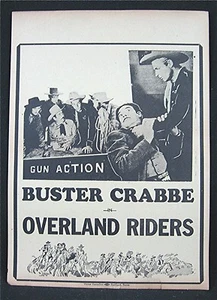 Vecchio poster film Overland Riders 1946 Broadside Buster Crabbe - Foto 1 di 1