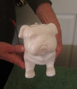 White Ceramic English Bulldog Figurine 7" Tall - Picture 1 of 4