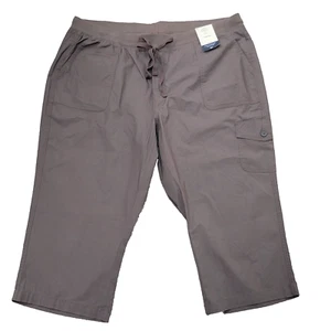 St. John's Bay Capri Pants 3X NWT Women's Plus Size Brown Cargo Pocket Pull-On - Picture 1 of 3
