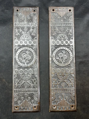 Reading Hardware Company Pair Of Large Windsor Aesthetic Push Plates - Stunning Cover