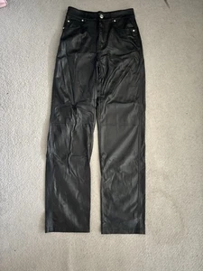 Bershka Straight Leg Faux Leather Jeans in Black, Size S - Picture 1 of 5