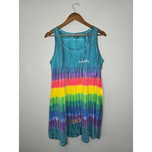 Vintage tie dye dress Multicolor Tropical Beach Wear Small Floral Shirt Dress - Picture 1 of 10
