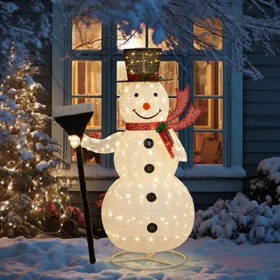 5FT Lighted Pop-Up Snowman Outdoor Christmas Decoration with 200 LED Lights Xmas - Image 1 of 4