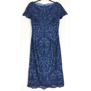 La Femme Womens size 2 dress blue embroidered beaded lace cocktail dress - Picture 1 of 4