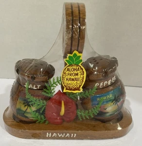 Aloha vintage dalle Hawaii shaker sale e pepe in legno souvenir Aloha - Foto 1 di 5