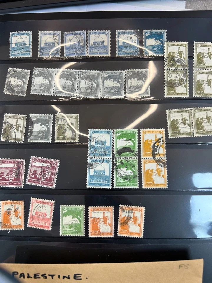 34 Vintage Palestine stamps 1920s 1930s used rare bundle palestinian stamp lot - Image 1 of 4