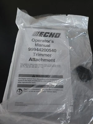 ECHO Trimmer Attachment Owners Manual Model 99944200540/ Location Shop  - Image 1 of 2