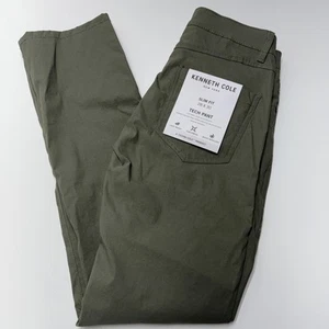 Kenneth Cole Tech Pants Mens 4way Stretch Slim Fit Fatigue Green Sz 28x30 NWT - Picture 1 of 5