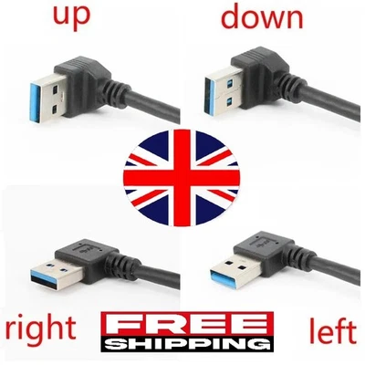 USB 3.0 Angle 90 Degree Extension Cable Male to Female Adapter Cord Data Sync UK - Image 1 of 4