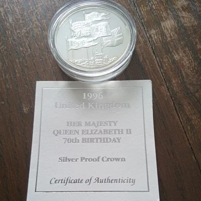 1x  Silver CROWN, 1996 QE II 70thBirthday 0.925 sterling silver coin. - Image 1 of 2