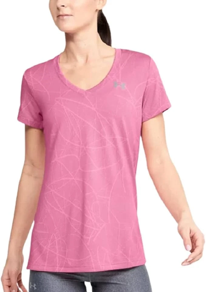 Under Armour Heat Gear Women's V-neck Training T-shirt Pink Size M