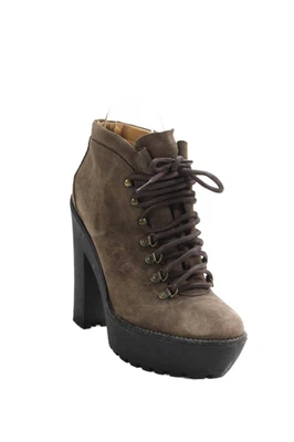 Polo Ralph Lauren Womens Suede Platform Lace Up Ankle Boots Brown Size 39 9 B - Image 1 of 4