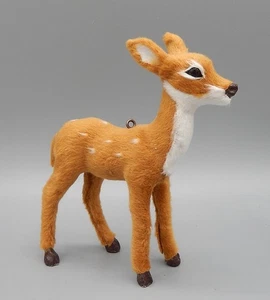 Vintage Fuzzy Baby Deer Fawn Christmas Ornament - Picture 1 of 10