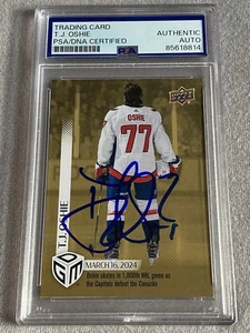 TJ OSHIE AUTOGRAPH 2023-24 UPPERDECK GAME DATE MOMENTS GOLD #74 PSA/DNA SLAB - Picture 1 of 2