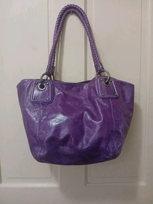 Bolso de Mano Abro Grande Hobo de Cuero Púrpura Cartera Grande Cuero Italiano Foto 1 de 4